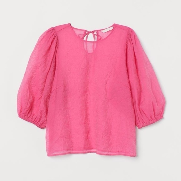 H&M Tops - H&M Pink Sheer Bell Sleeve Top Medium